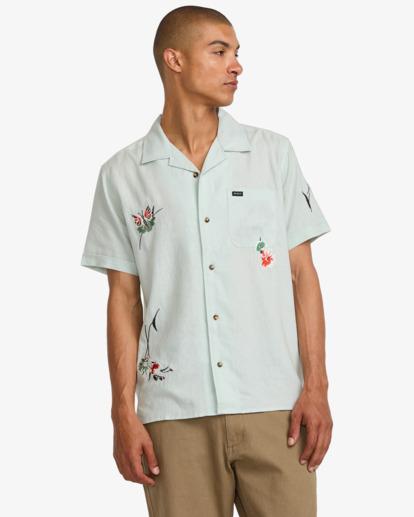 rvca, Nectar - Short Sleeve Shirt for Men, GREEN TEA (grt) Nectar - Short Sleeve Shirt for Men  AVYWT00502