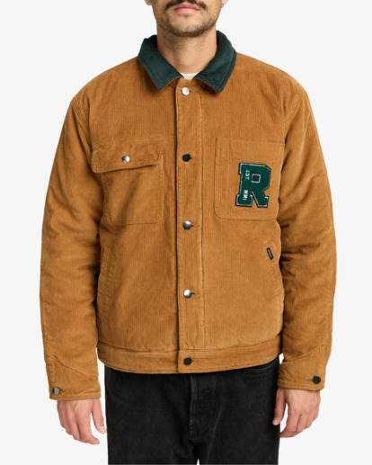 rvca, Post Dayshift Cord - Giacca con fodera in flanella da Uomo, CAMEL (cam) Post Dayshift Cord - Jacket With Flannel Lining for Men  EVYJK00101