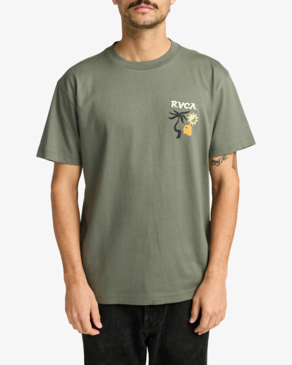 rvca, Deep Think - Short Sleeve T-Shirt for Men, SAGE LEAF (sle) Deep Think - Short Sleeve T-Shirt for Men  EVYZT00288