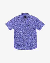 0 Barba Roses - Short Sleeve Shirt for Men Blue 23A042500 RVCA