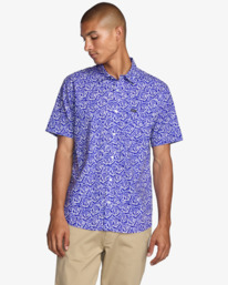 2 Barba Roses - Short Sleeve Shirt for Men Blue 23A042500 RVCA