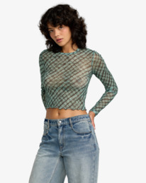 3 River - Long Sleeve Crop Top for Women Green 23B033506 RVCA