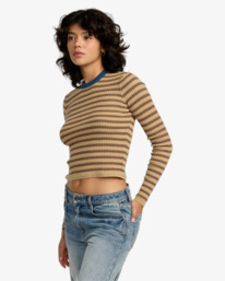 2 Bond Stripe - Jersey cerrado para mujer Amarillo 23B073502 RVCA