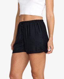 2 Raya - Short de cintura el&aacute;stica para mujer Negro 23B091607 RVCA