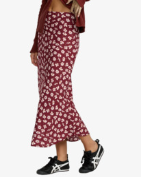 3 Annika - Falda a media pierna para mujer Rojo 23B142503 RVCA