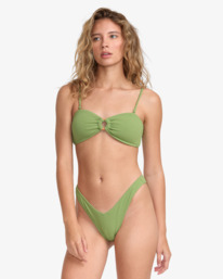 3 Costa Crinkle - Top de bikini de cobertura media para Mujer Verde 23O121520 RVCA