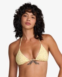 0 Amalfi Halter Tri - Triangle Bikini Top for Women Yellow 23O142610 RVCA