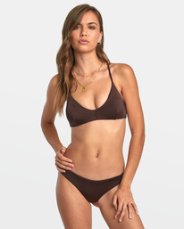 6 Solid Shimmer - Haut de bikini crois&eacute; dans le dos coupe Cross Back pour Femme Marron AVJX300332 RVCA