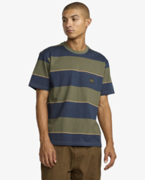 2 Dayshift Stripe - Camiseta de manga corta para hombre Azul AVYKT00345 RVCA