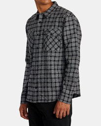 3 Hughes Flannel - Camisa de Manga Larga para Hombre Gris AVYWT00452 RVCA