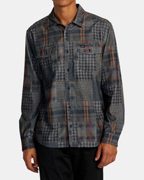 0 Freeman Cord Print - Camicia a Maniche Lunghe da Uomo Blue AVYWT00466 RVCA