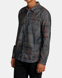 3 Freeman Cord Print - Long Sleeve Shirt for Men Blue AVYWT00466 RVCA