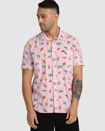 1 Luke Pelletier X Kristen Liu Wong Parrots - Short Sleeve Shirt for Men Pink C1SHRKRVP2 RVCA
