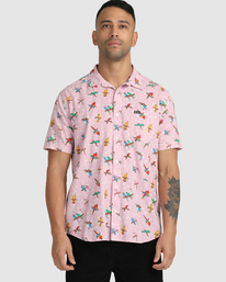 6 Luke Pelletier X Kristen Liu Wong Parrots - Short Sleeve Shirt for Men Pink C1SHRKRVP2 RVCA