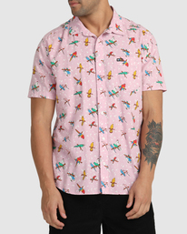 7 Luke Pelletier X Kristen Liu Wong Parrots - Short Sleeve Shirt for Men Pink C1SHRKRVP2 RVCA