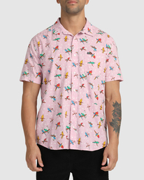 8 Luke Pelletier X Kristen Liu Wong Parrots - Short Sleeve Shirt for Men Pink C1SHRKRVP2 RVCA