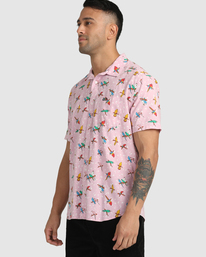 4 Luke Pelletier X Kristen Liu Wong Parrots - Short Sleeve Shirt for Men Pink C1SHRKRVP2 RVCA