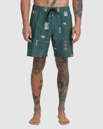 6 VA Pigment - Elastic Swim Shorts for Men Gr&oslash;n C1VORFRVP2 RVCA