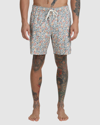 6 Barnes - Elastic Swim Shorts for Men White C1VORHRVP2 RVCA