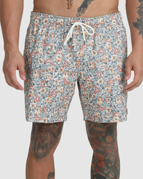 7 Barnes - Elastic Swim Shorts for Men White C1VORHRVP2 RVCA