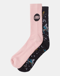 0 Luke Pelletier X Kristen Liu Wong Parrots - Chaussettes mi-mollet [Pack de 2] pour Homme Noir C5SORARVP2 RVCA