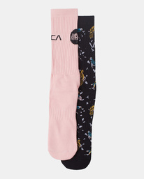 1 Luke Pelletier X Kristen Liu Wong Parrots - Chaussettes mi-mollet [Pack de 2] pour Homme Noir C5SORARVP2 RVCA