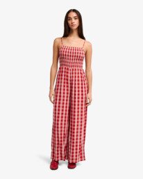 0 Antonia Figueiredo Checker - Wide Leg Jumpsuit for Women Red EVJWO03002 RVCA