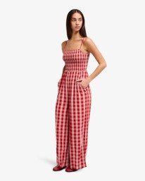2 Antonia Figueiredo Checker - Wide Leg Jumpsuit for Women Red EVJWO03002 RVCA