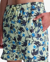 2 Antonia Figueiredo Dive In Elastic 17" - Bermuda da bagno da Uomo Green EVYJV03000 RVCA