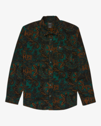 0 Freeman Cord Print Ii - Long Sleeve Shirt for Men Green EVYWT03000 RVCA