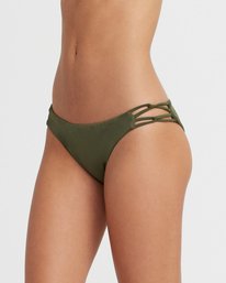 2 Solid - Medium Loop Side Bikini Bottoms for Women Green N3SBRDRVP9 RVCA
