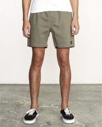 0 Escape Elastic  - Solid Elastic Waist Short for Men Green S1WKRLRVP0 RVCA