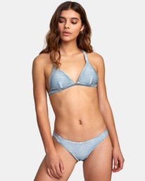 0 Salt Wash Racer - Rib Knit Triangle Bikini Top for Women Blue S3STRARVP0 RVCA