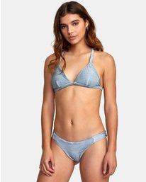 3 Salt Wash Racer - Rib Knit Triangle Bikini Top for Women Blue S3STRARVP0 RVCA