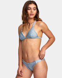 4 Salt Wash Racer - Rib Knit Triangle Bikini Top for Women Blue S3STRARVP0 RVCA