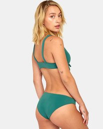 2 Solid Tie Front - Bikini Top for Women Green S3STRMRVP0 RVCA