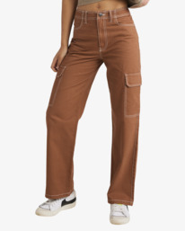 0 Rangers  - Pantalón de pata ancha para Mujer Marron UVJNP00148 RVCA