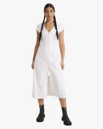 0 Understated - Vestido de Longitud Media para Mujer Blanco UVJWD00215 RVCA