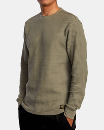 3 Recession Day Shift - Long Sleeve Thermal Top for Men Green W1KTRKRVP1 RVCA