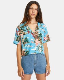 2 Vacay - Chemise manches courtes en matière recyclée pour Femme  X3SHRERVS1 RVCA