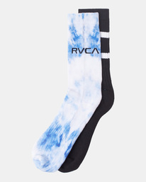0 RVCA Tie Dye - Crew Socks [2 Pack] for Men Blue Z5SORLRVF1 RVCA