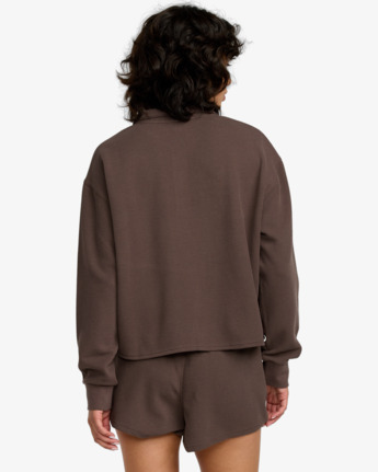 rvca, Glory Waffle - Half Zip Sweatshirt for Women, BROWN BEAR (bbr) Glory Waffle - Half Zip Sweatshirt for Women  23B033505