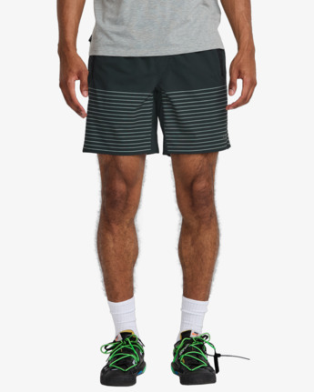 rvca, Yogger Stretch 17" - Pantaloncini da allenamento elasticizzati da Uomo, BLACK STRIPE (kyc3) Yogger Stretch 17" - Elasticated Training Shorts for Men  23MS103500
