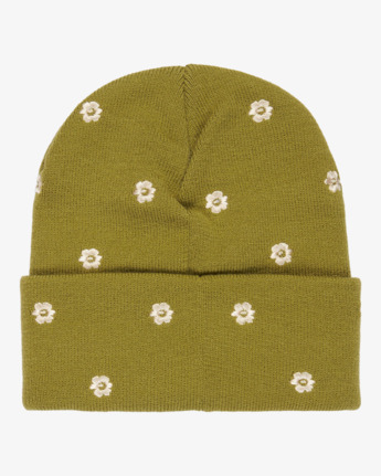 rvca, Embroidered Essential - Cuffed Beanie for Women, KELLY GREEN (kel) Embroidered Essential - Cuffed Beanie for Women  EVJHA03002