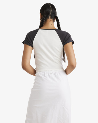 rvca, Welcome Raglan Baby - Short Sleeves Cropped T-Shirt for Women, ANTIQUE WHITE (wbv0) Welcome Raglan Baby - Short Sleeves Cropped T-Shirt for Women  UVJKT00237