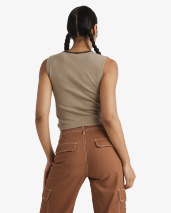 rvca, United Classic - Cropped Tank Top for Women, DARK KHAKI (dkh) United Classic - Cropped Tank Top for Women  UVJKT00240