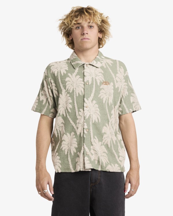 0 Palm Fall - Top a maniche corte da Uomo Green 23A011601 RVCA