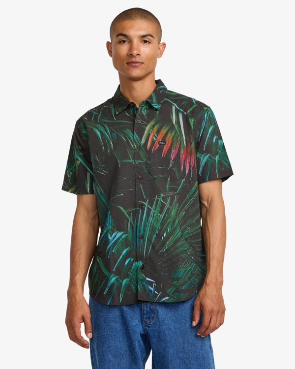 0 Hawaii Palms - Camicia a maniche corte da Uomo Black 23A041506 RVCA