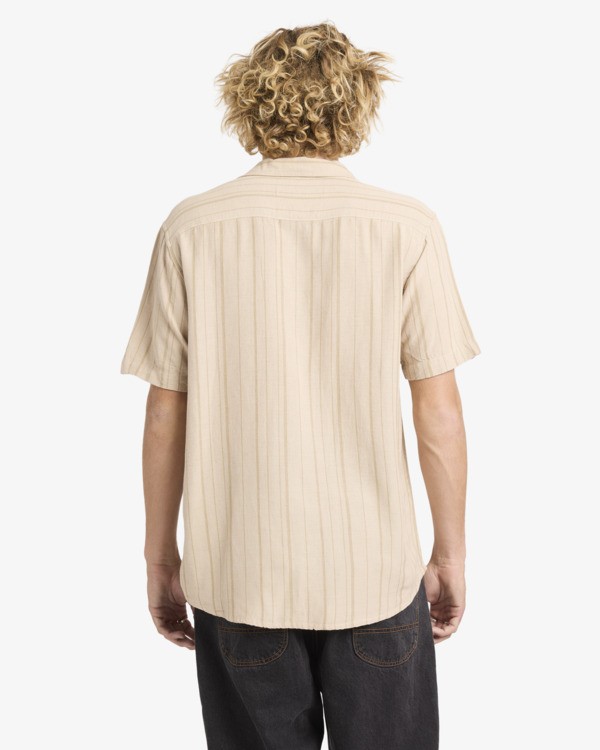 3 Exotica Stripe - Camisa de manga corta para hombre Verde 23A041604 RVCA