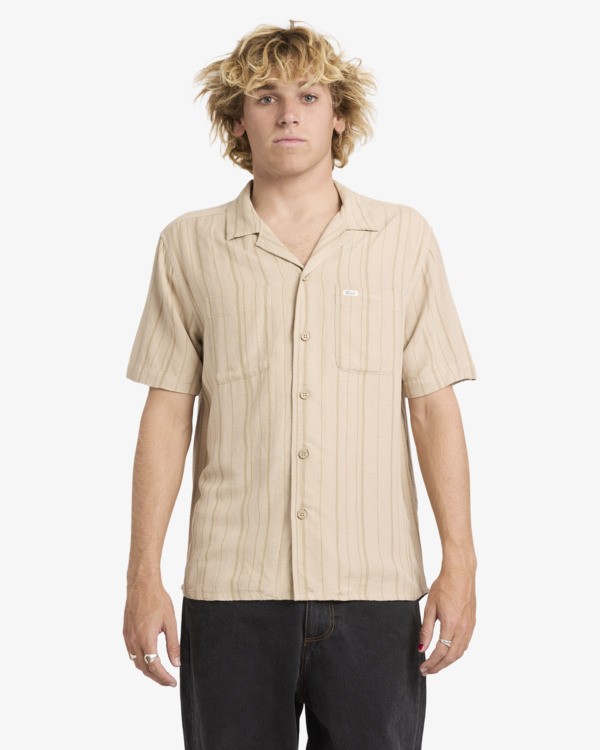 2 Exotica Stripe - Camisa de manga corta para hombre Verde 23A041604 RVCA